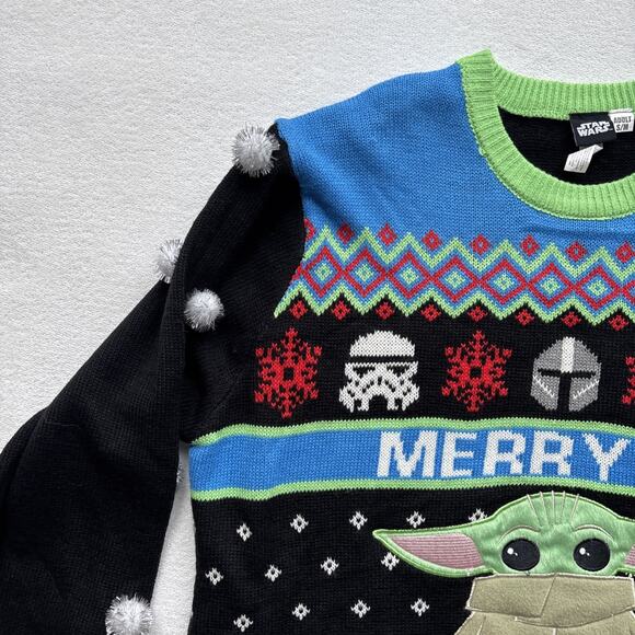 Star Wars Licensed Unisex Ugly Christmas Sweater Adult Small Medium Yoda Warm - Picture 4 of 16